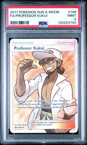2017 Pokemon Sun & Moon Base Set Professor Kukui Full Art #148 PSA 9