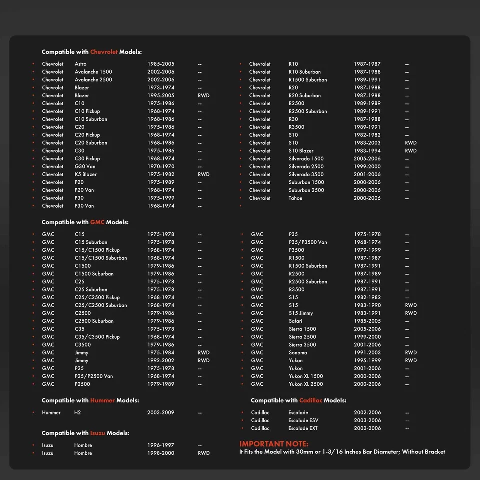 2 комплекта втулок стабилизатора подвески спереди на раму для GMC C1500 C2500 C3500 C15 со штангой 30 мм - Изображение 2 из 4