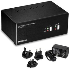 TRENDnet 2-Port Dual Monitor DisplayPort KVM Switch With Audio, 2-Port USB 2.0 H