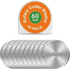 60mm Rotary Cutter Blades 10 Pack SKS-7 Steel, Sharp Durable Replacement Blades