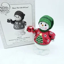 Precious Moments Snowman In Ugly Sweater LED Musical Figurine in Box 