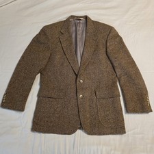 VTG 1980s Lands' End Tweed Blazer USA Made Wool Sport Coat 42R Academia Preppy