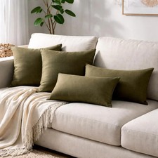 Set of 2 Olive Green Linen Throw / Lumbar Pillow Cover - Olive Green Linen