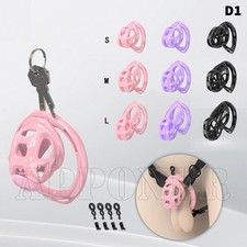 Male Chastity Cage Lock with 6 Rings for Beginner Sissy Chastity Belt Abstinence