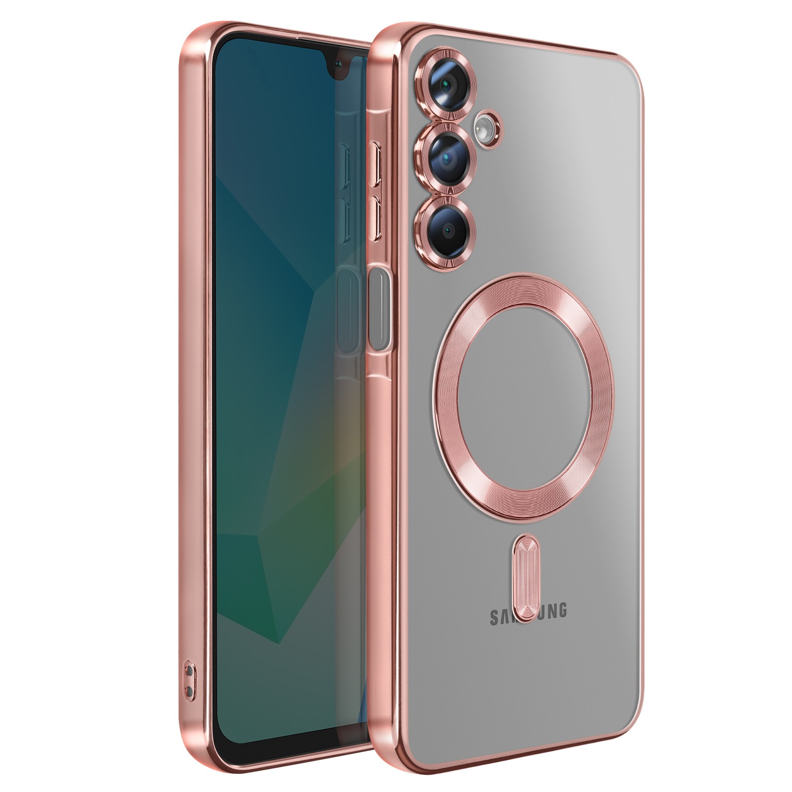 Coque Galaxy A16 rose champagne au design chromé élégant pour sublimer votre smartphone