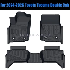 For 2024-2026 Toyota Tacoma Double Cab TPE All-Weather Floor Mats Liners 3Pcs