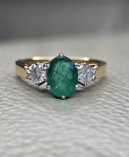18ct Gold Emerald And Diamond Three-Stone Ring 5.3g