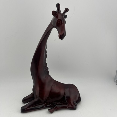 #ad Vintage Carved Cherry Wood Giraffe Statue 9.75” $21.24