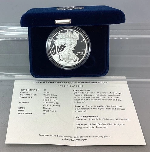 2017 W Proof American Silver Eagle - With Box & CoA