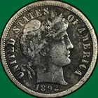 1892-O Barber Dime Silver Very Fine VF Coin #29032