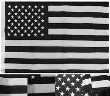 USA Black and White American Flag 3x5 Foot Heavy Duty Flags, Embroidered Stars