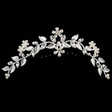 Ingrid: Pearl  Clear Crystal Rhinestone Tiara Hair Comb