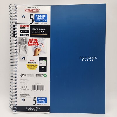 Five Star Wirebound Notebook Plus Study App 5 Subject