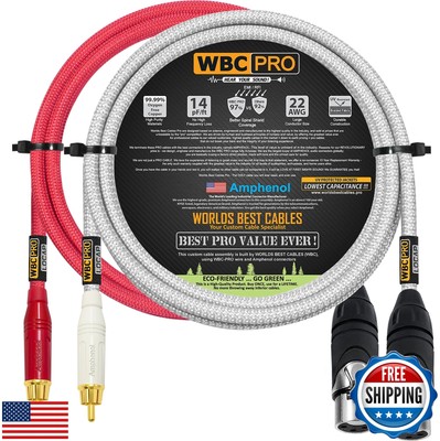6 Foot RCA to XLR (Female) Cable Pair - WBC-PRO-LOCAP Low-Capacitance (14pF/f