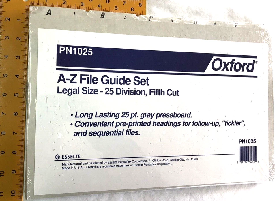 NEW PENDAFLEX A-Z ALPHABETIC TOP TAB LEGAL SIZE FILE GUIDES PN1025 25 divides B7 - Image 2 of 4