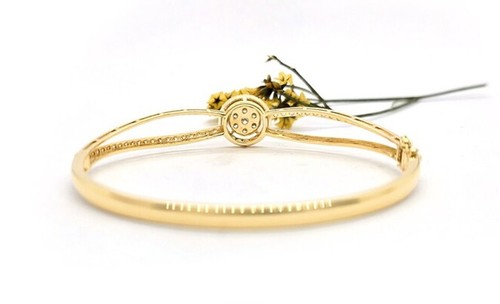 1.45ct Natural Round Diamond 14k BIS Hallmarked Yellow Gold Wedding Bracelet - Picture 4 of 7