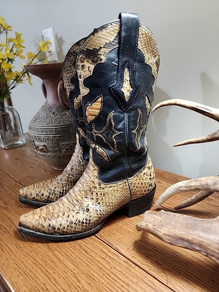 Resistol Ranch Lucchese Ladies Python Snake Skin Leather Boots Size 6.5 R *Read - Image 2 of 4