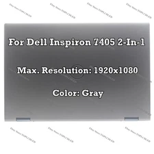 14" Grey Dell Inspiron 7405 2-In-1 P126G FHD LCD Touch Screen Assembly Display