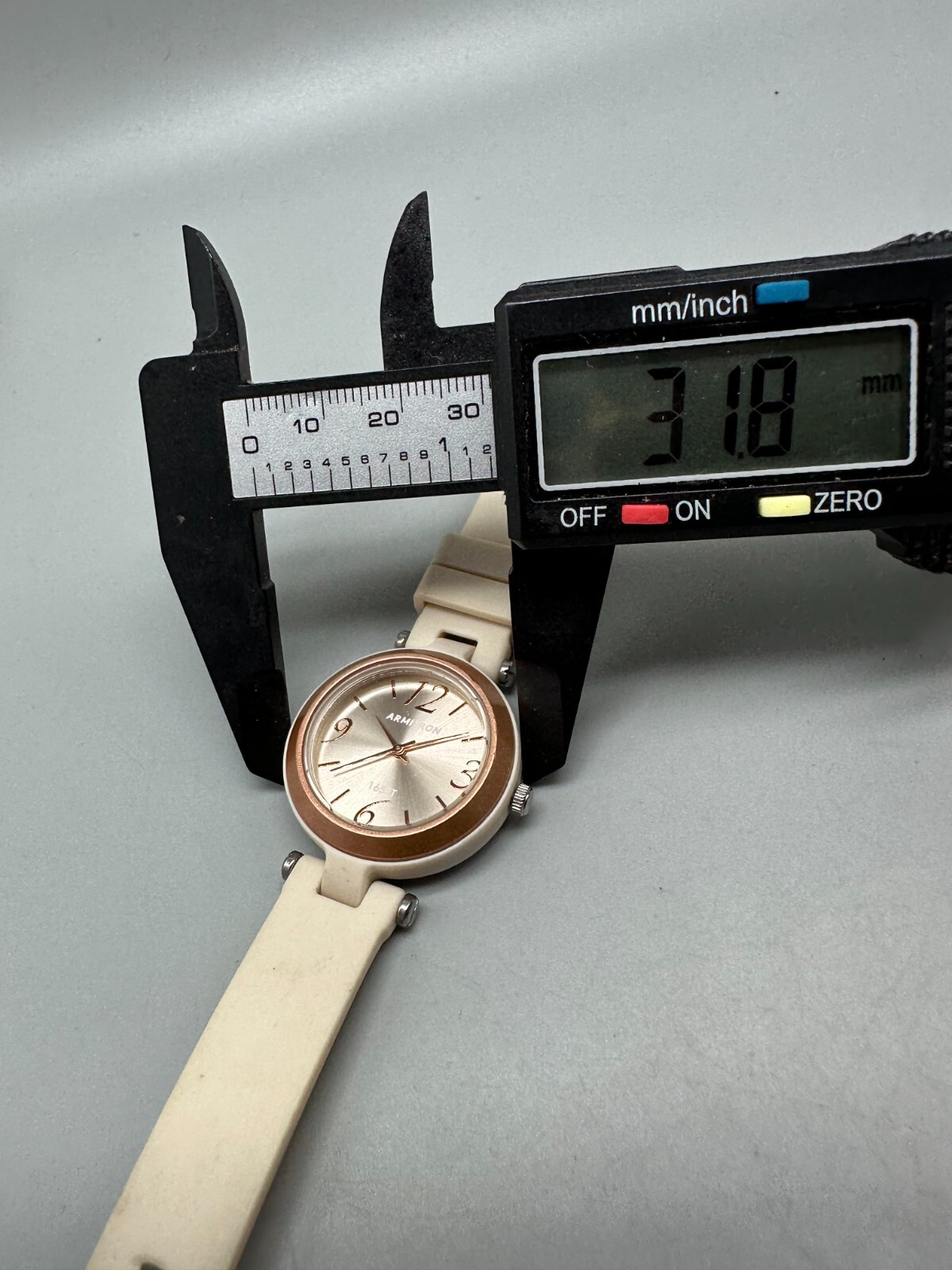 Armitron Watch Women Rose Gold Tone Cream Silicone Band New Battery 9.5 Inch