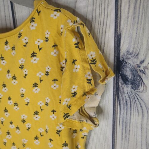 Carters Girls Size 10 Yellow White Flower Pattern Tie Accent T-Shirt - Picture 3 of 4