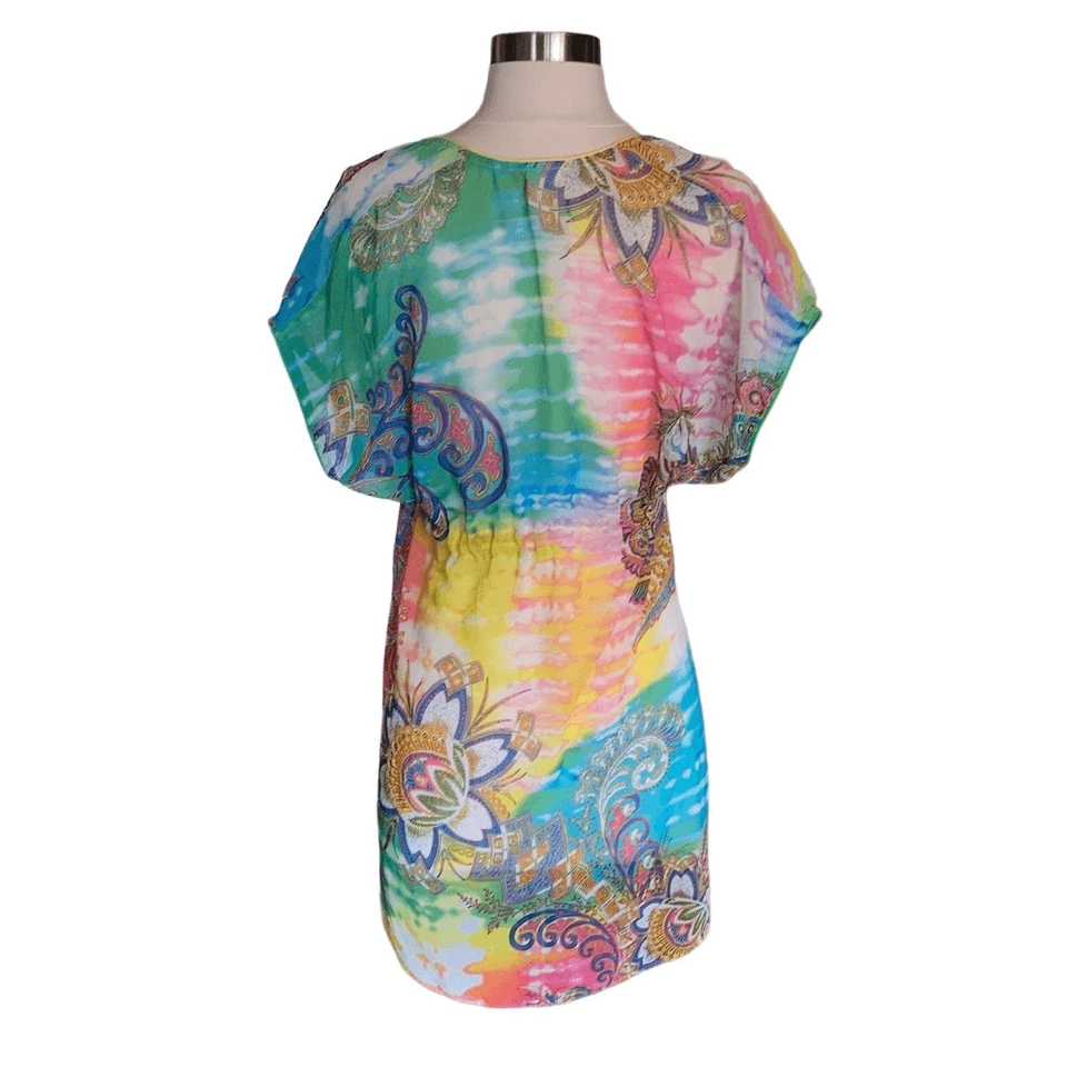 BECCA - Swim Paisley Tie Dye Deep V Neck Cover Up sz XS/S - Image 2 of 4