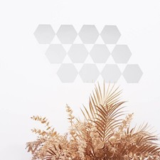 SILVER 12 Hexagon 7" Acrylic STICKERS MIRROR WALL DECALS Dorm Rooms Decorations