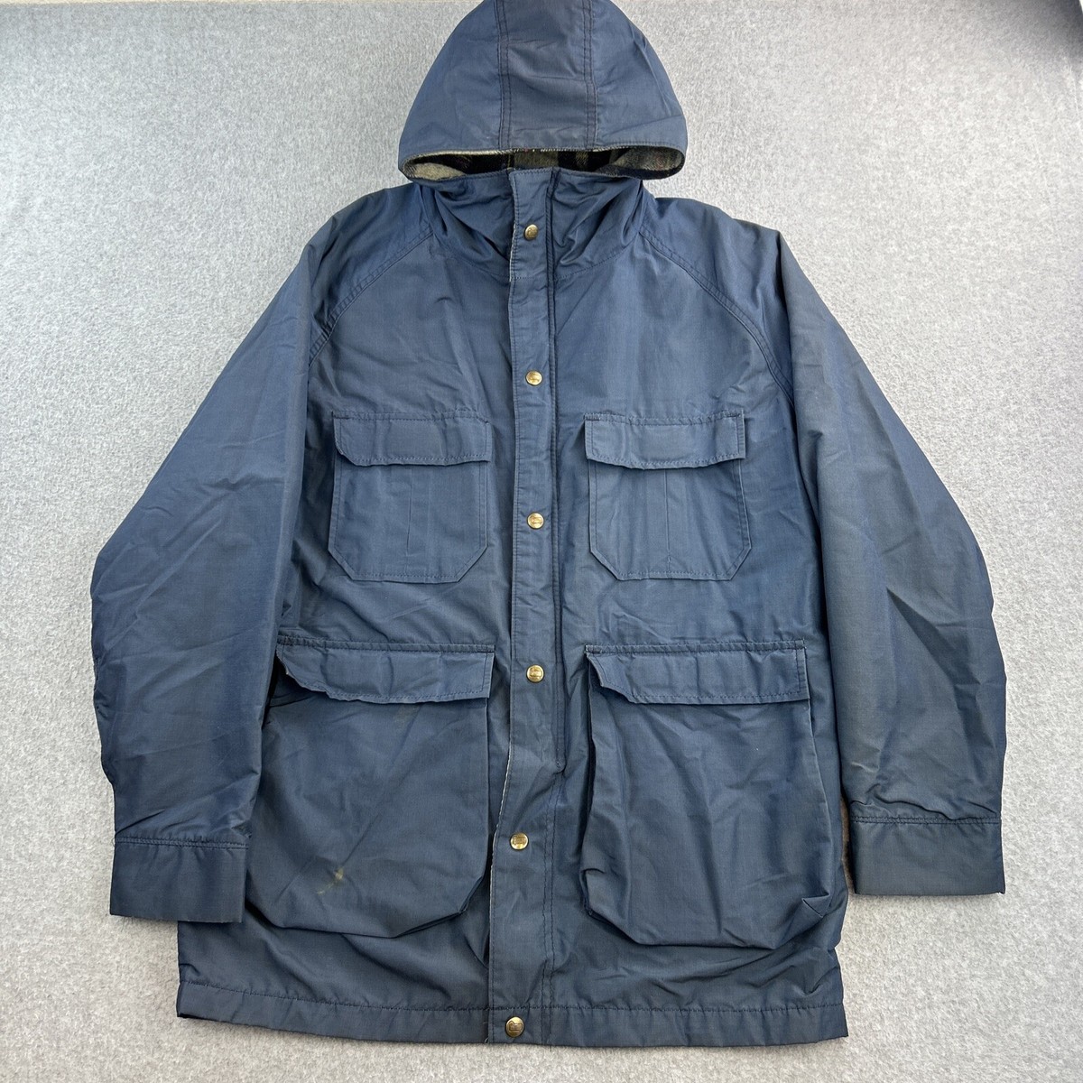 Vintage Woolrich Jacket Mens Medium Blue Parka Blanket Lined