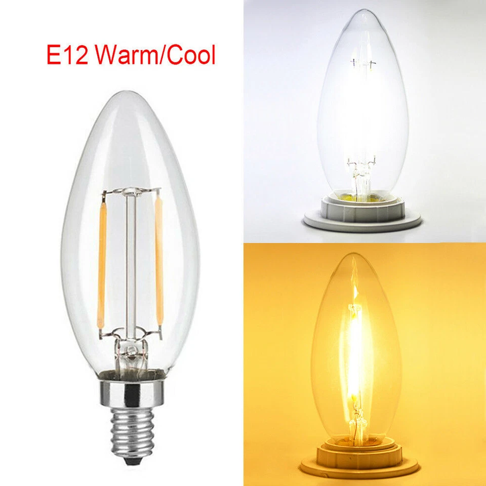 5pc/set 2W 4W 6W LED COB Candelabra Light Bulb E12 Candle Lamp Bullet Flame Bulb - Image 4 of 4