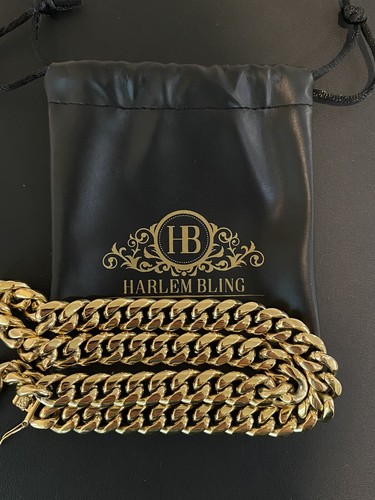 Real Solid 14K Gold Over Stainless Steel Miami Cuban Link Chain Necklace Choker - Picture 12 of 12