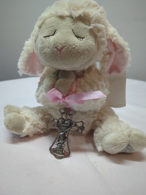 Ganz God Bless This Child Lamb Plush 10  Stuffed Animal w/ Crib Cross New w Tags