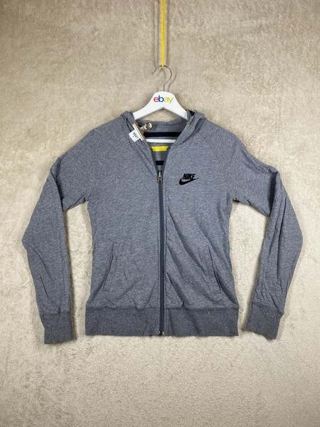 Nike Reversible Hoodie Zip Up Jacket Size M Womens Grey Logo Long Sleeve