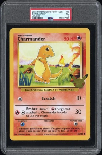 2021 POKEMON FIRST PARTNER JUMBOS #46 CHARMANDER PSA 7