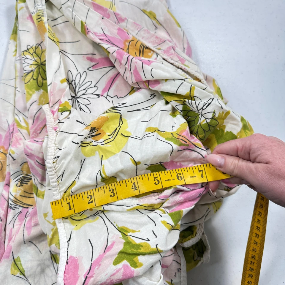 Sábana bajera perpell completa rosa amarillo mezcla floral flores grandes y2k años 90 80 Foto 3 de 4