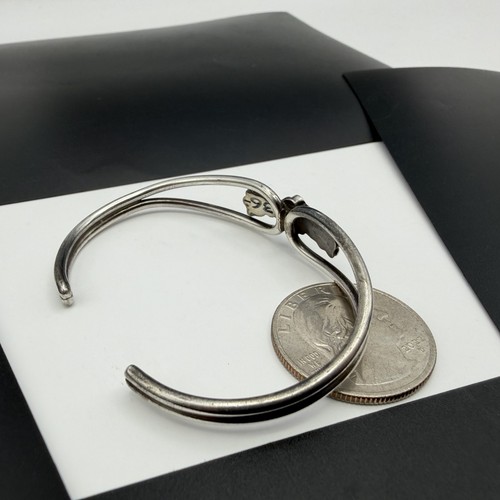 Bracelet manchette vintage sud-ouest argent sterling MOP turquoise incrustée de fleurs 6" 11,3 g - Photo 8/11