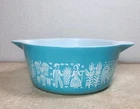 Vintage Pyrex 475-B Turquoise Blue Amish Butterprint 2 1/2 qt Casserole Bowl