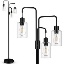 Modern Industrial Floor Lamp with Glass Shade and 3 Lights for Any Room