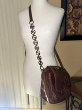 Vintage Auburn Brown Moschino Redwall Leather messenger Bag