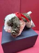 Tri Russ Brown And Tan Puppy Dog Plush Stuffed Toy Red Bow Cute Soft With Tag