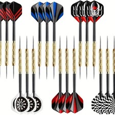 18 pcs steel tip darts set 14g iron plated copper needle plastic rod game