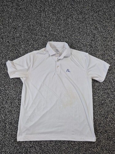 Rhoback Polo Shirt Mens Large White Solid Performance Golf Athletic Stretch Logo