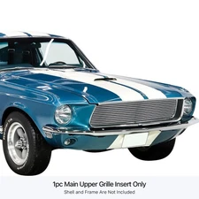 For Ford Mustang 67-68 APG 1-Pc Polished 8x6 mm Horizontal Billet Main Grille