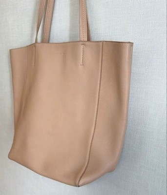 CELINE Cabas Phantom Beige Leather Tote Shoulder Bag from Japan