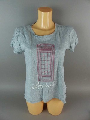 Gap Damen Shirt Gr. S grau kurzarm Rundhals Regular Freizeit T-Shirt (20751)