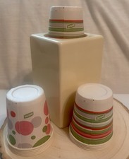 Vintage Dixie Cup Pop Up Dispenser Beige Plastic with 10 3 oz Cups