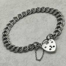 Vintage solid sterling silver curb link charm bracelet, 13.6g, hallmarked 1977