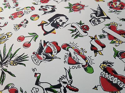 Milton Zeis Traditional Vintage Tattoo Flash Pork Chop Sheet 13X19
