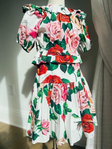 Dolce and Gabbana girls luxury floral set size 9-10 blouse and skirt brand new - Picture 10 of 11