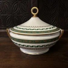 Richard Ginori Pincio Green Soup Vegetable Tureen W/ Lid & Handles Serving Bowl