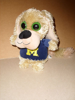 Forever Collectibles Plush Dog Big Eyes Football Michigan