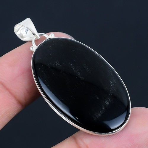 Silver Sheen Obsidian 925 Silver Plated Handmade Pendant of 2.16"